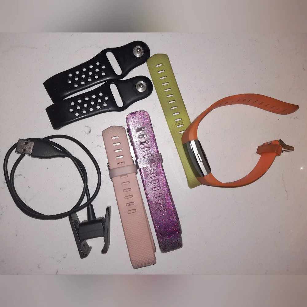 Fitbit Charge 3, Fitness Activity Tracker bundle 3 watch bands & charger GUC